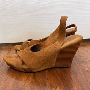 Ugg wedge heels in a soft suede tan/brown.